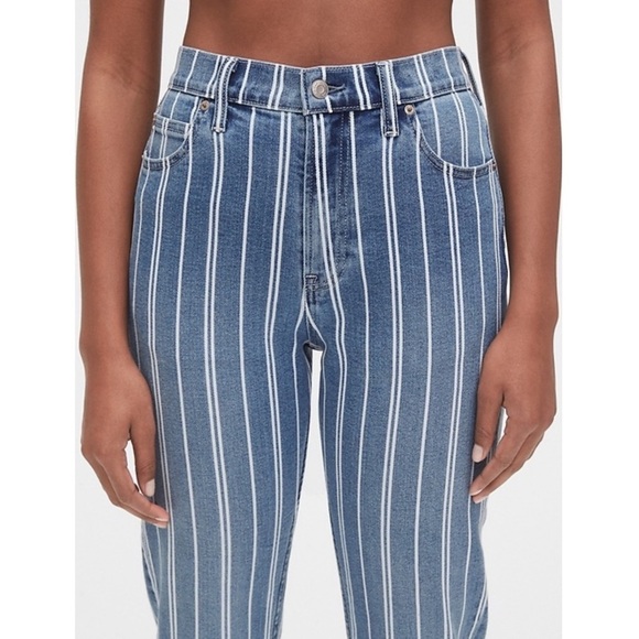 Gap High Rise Striped Mom Denim Straight Leg Jean, Blue‎ - Size 4 - Picture 2 of 12